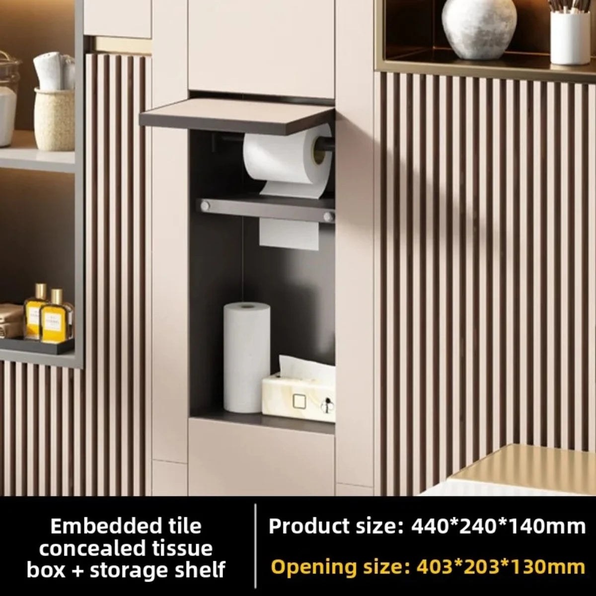 304 Stainless Steel Concealed Toilet Niche Concealed Garbage Bin with Hidden Trash Can Tissue Box Embedded Design
