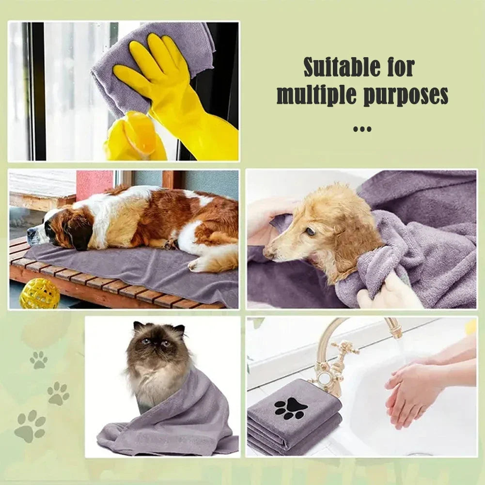 50*100cm Microfiber Pet Bath Towel Embroidered Super Soft Absorbent Cat for Dogs Grooming Supplies
