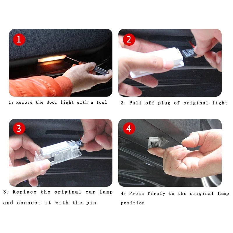 2Pcs Car Door Welcome Light Led HD Projector Lamp Courtesy Lights for Audi Sline S3 S4 S5 S6 S7 RSA3 A5 RS3 RS4 RS5 RS6 RS7 SQ5