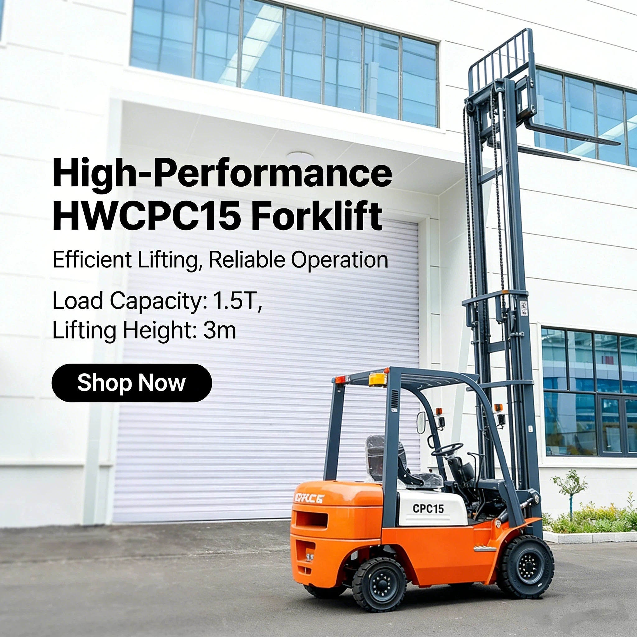 HWCPC15 1.5 Ton Forklift Diesel Powered Industrial Fork Lift Truck Heavy Duty Material Handling Equipment