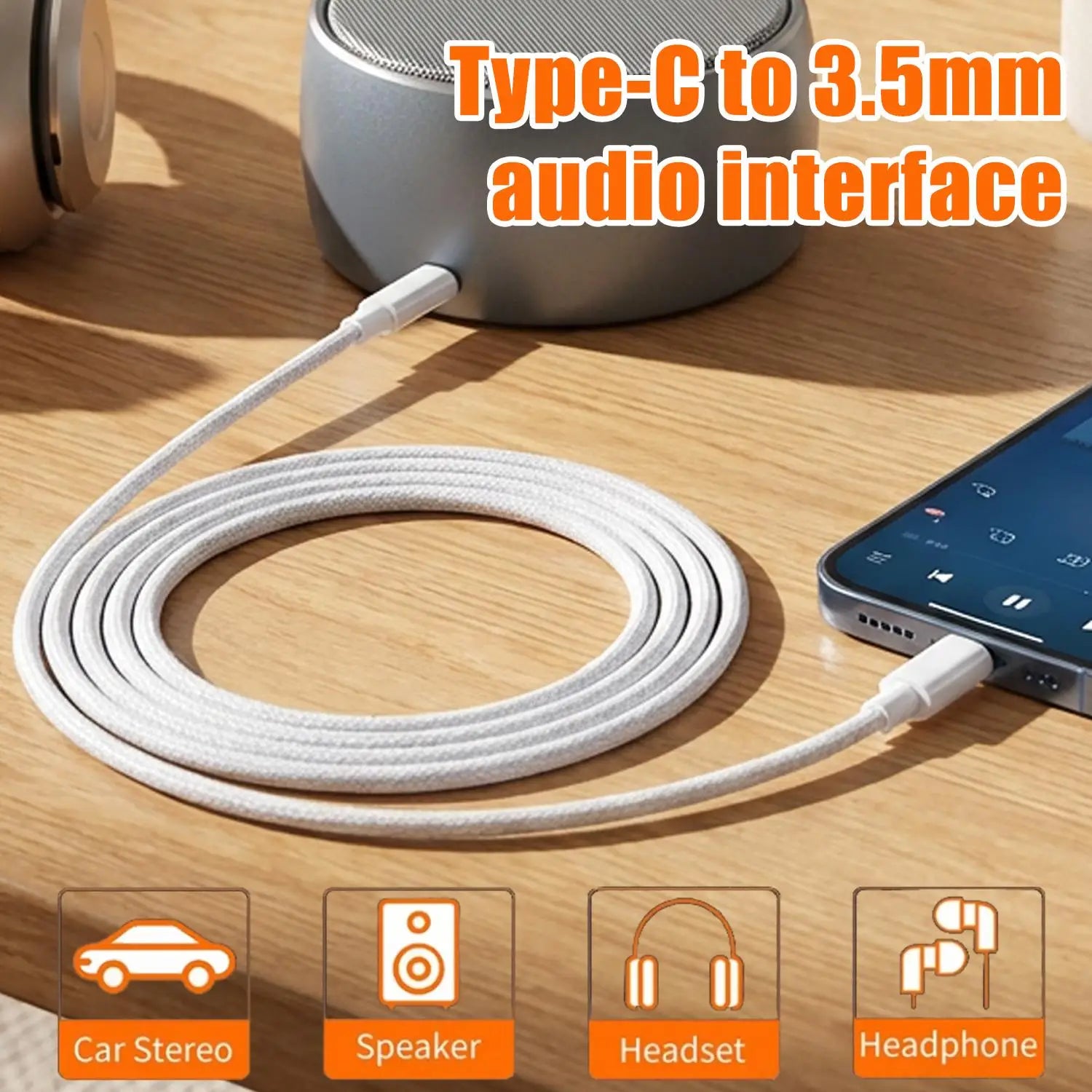 USB C to 3.5mm AUX Audio Cable for iPhone 17 16 15 Samsung Galaxy Xiaomi Type C Jack AUX Cord Adapter for Car Speaker Headphones