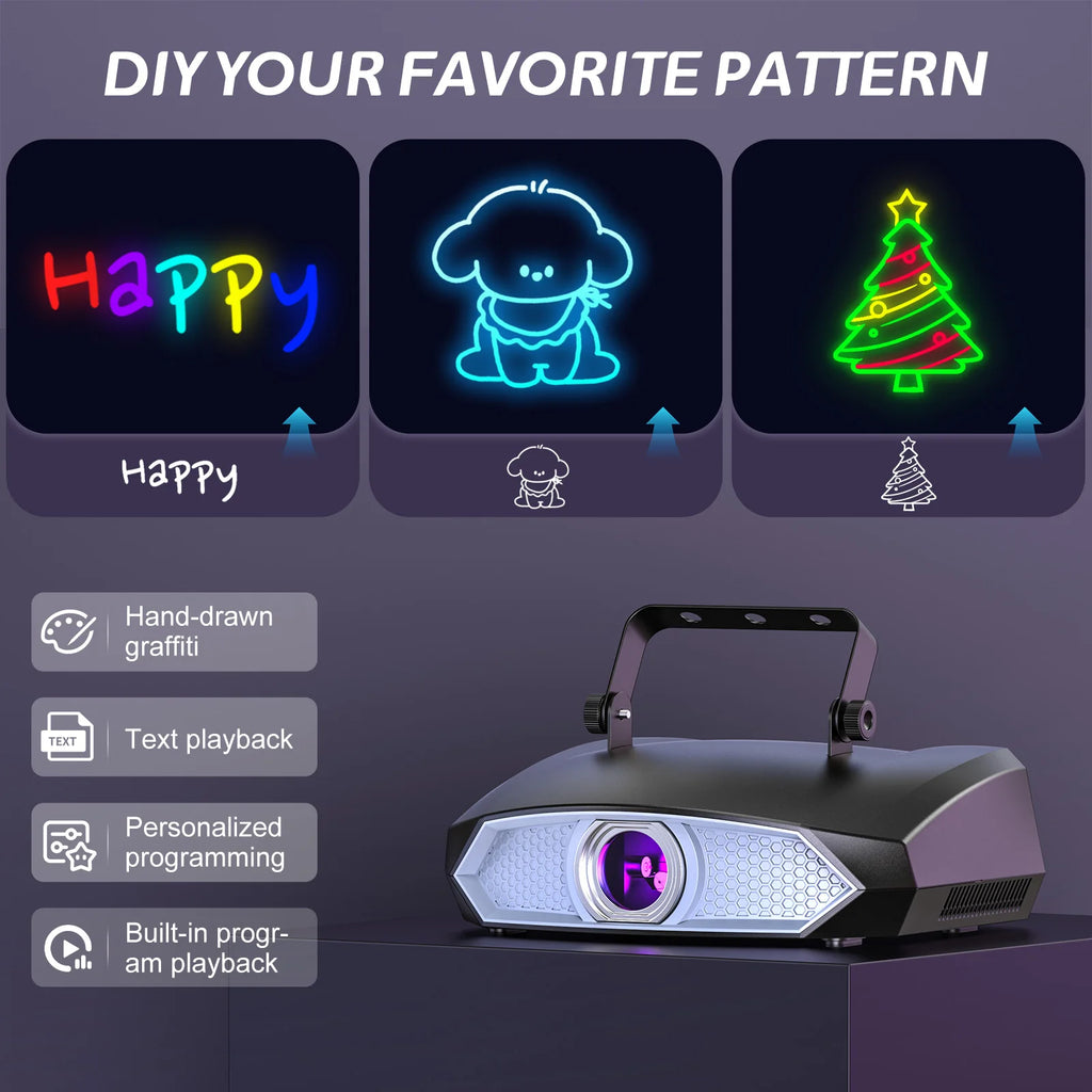 Somspot Full Color Laser Lights 3D Animation Laser Machine RGB Pattern Effect Lighting Projector for Wedding Party DJ Disco Club