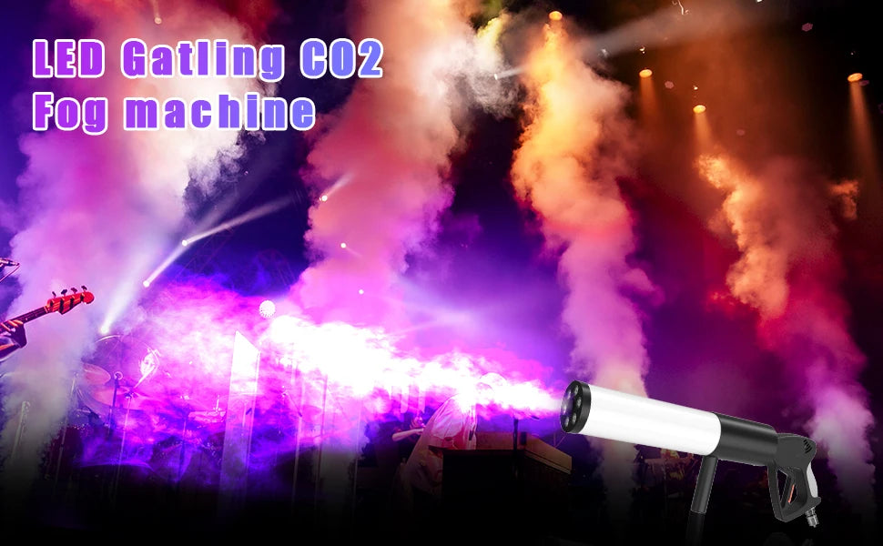 U'King LED Six Lights Carbon Dioxide Column Gun RGB Atmosphere Props Smoke Gun Dry Ice Gun For Bar Wedding Business Show Party