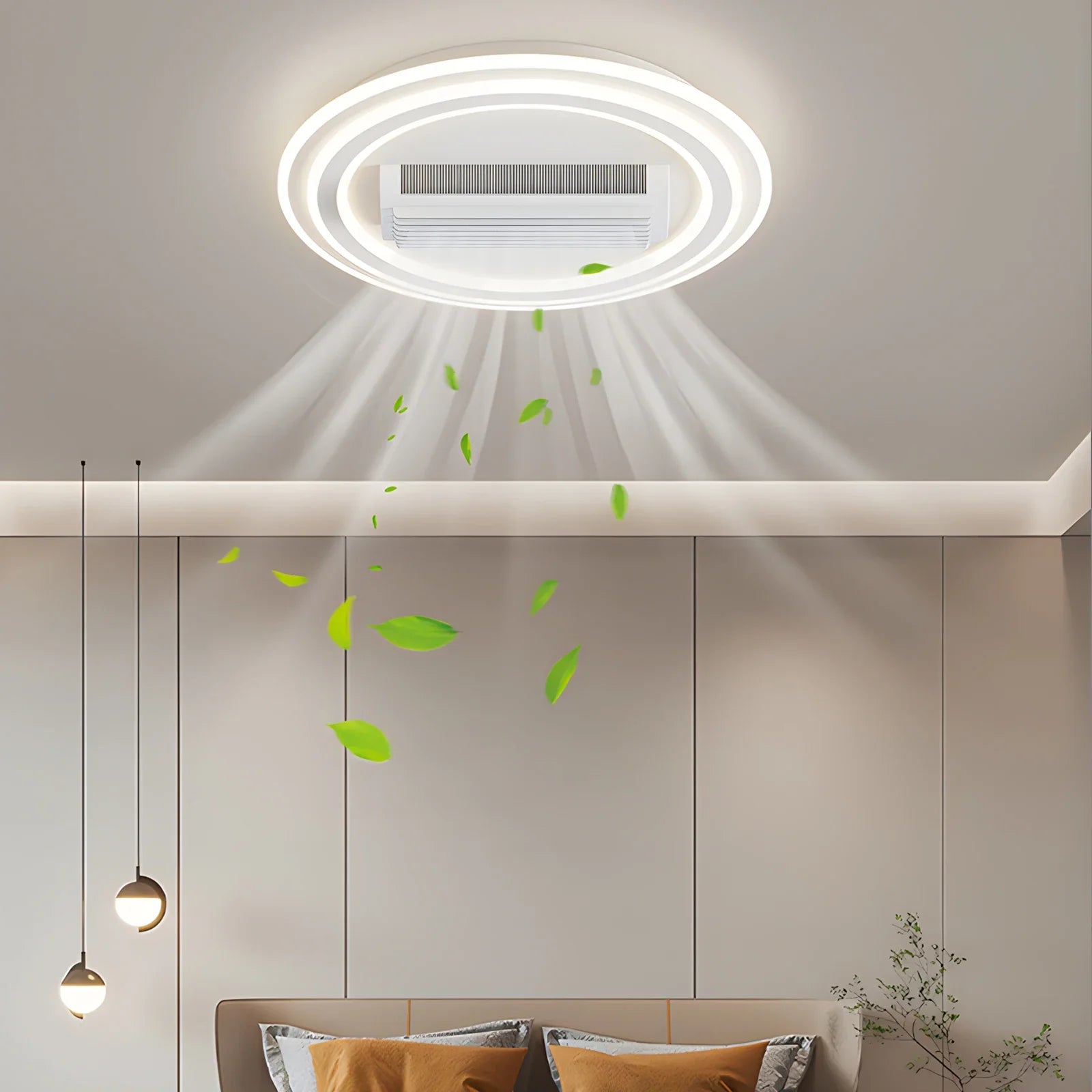 Invisible Bladeless Ceiling Fan LED Remote Control Ceiling Fan Lamp for Home Living Room Bedroom Dimmable Bladeless Fan Lamp