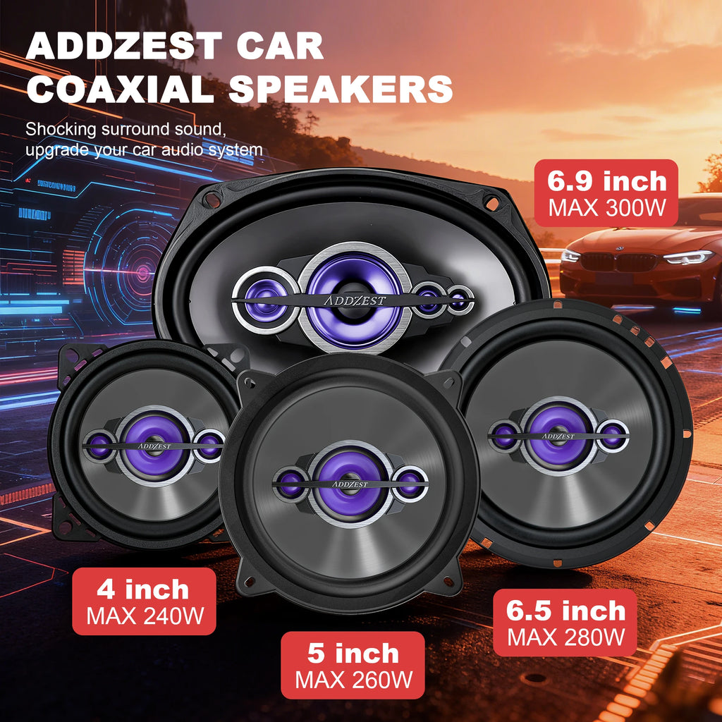 2 jeux de haut-parleurs audio de voiture, haut-parleurs coaxiaux de remplacement 6*9/6.5/5/4 pouces pour voiture, 240-300W Max, Tweeter PEI, Contour hybride Premium