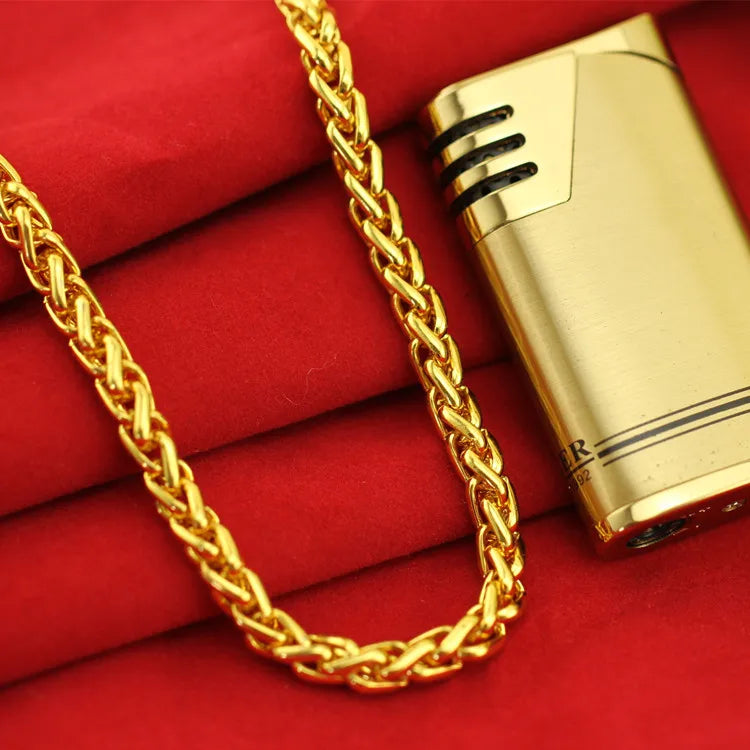 24K Yellow Gold Plated Dragon Head Rope Necklace For Men Vietnamese Gold Neck Chain Necklace Wedding Engagement Fine Jewelry