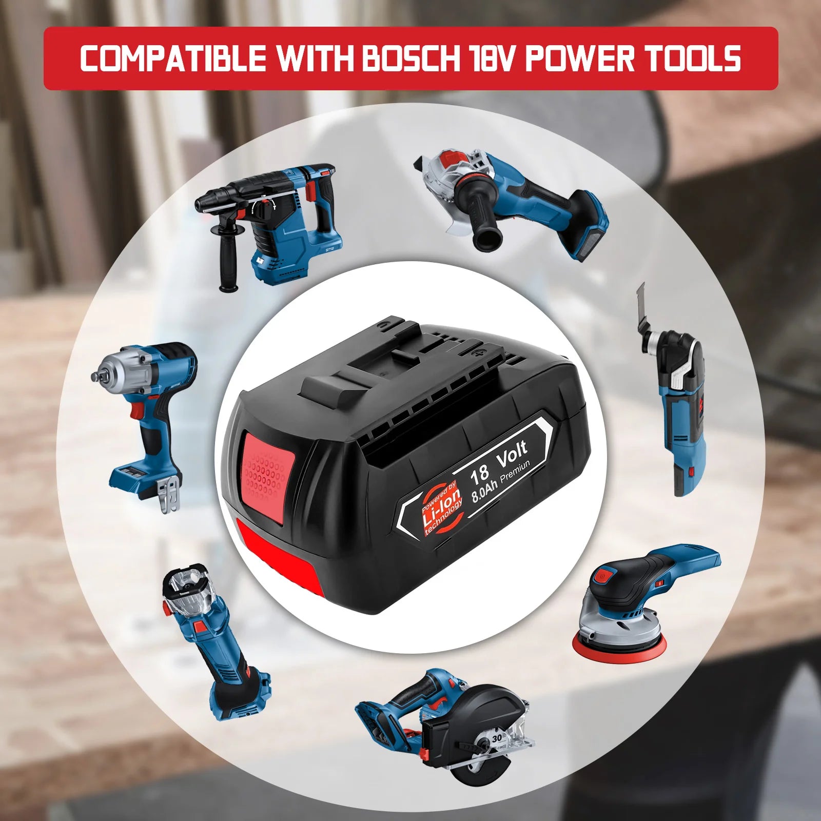 18V 8000mAh for Bosch BAT618 Battery Professional GBA GBH GSR GSB BAT620 BAT609G BAT614 Electric Drill Replacement Battery