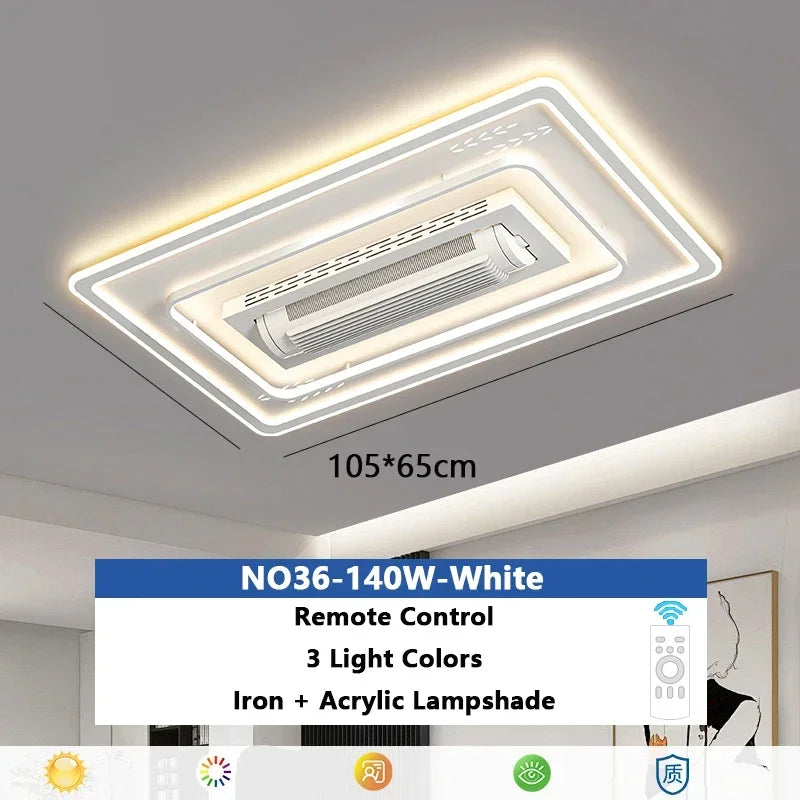 Ventilateur de plafond sans pales invisible LED Télécommande Plafonnier ventilateur pour salon, chambre, lampe ventilateur sans pales dimmable