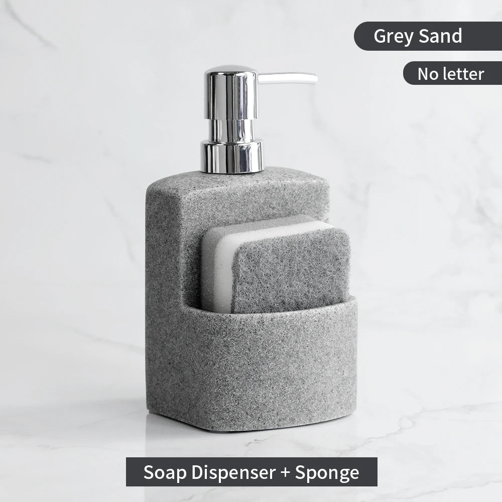 Kitchen Accessories Sink Countertop Liquid Hand Soap Dispenser Pump Bottle Caddy with Storage Compartment Holds Stores Scrubbers