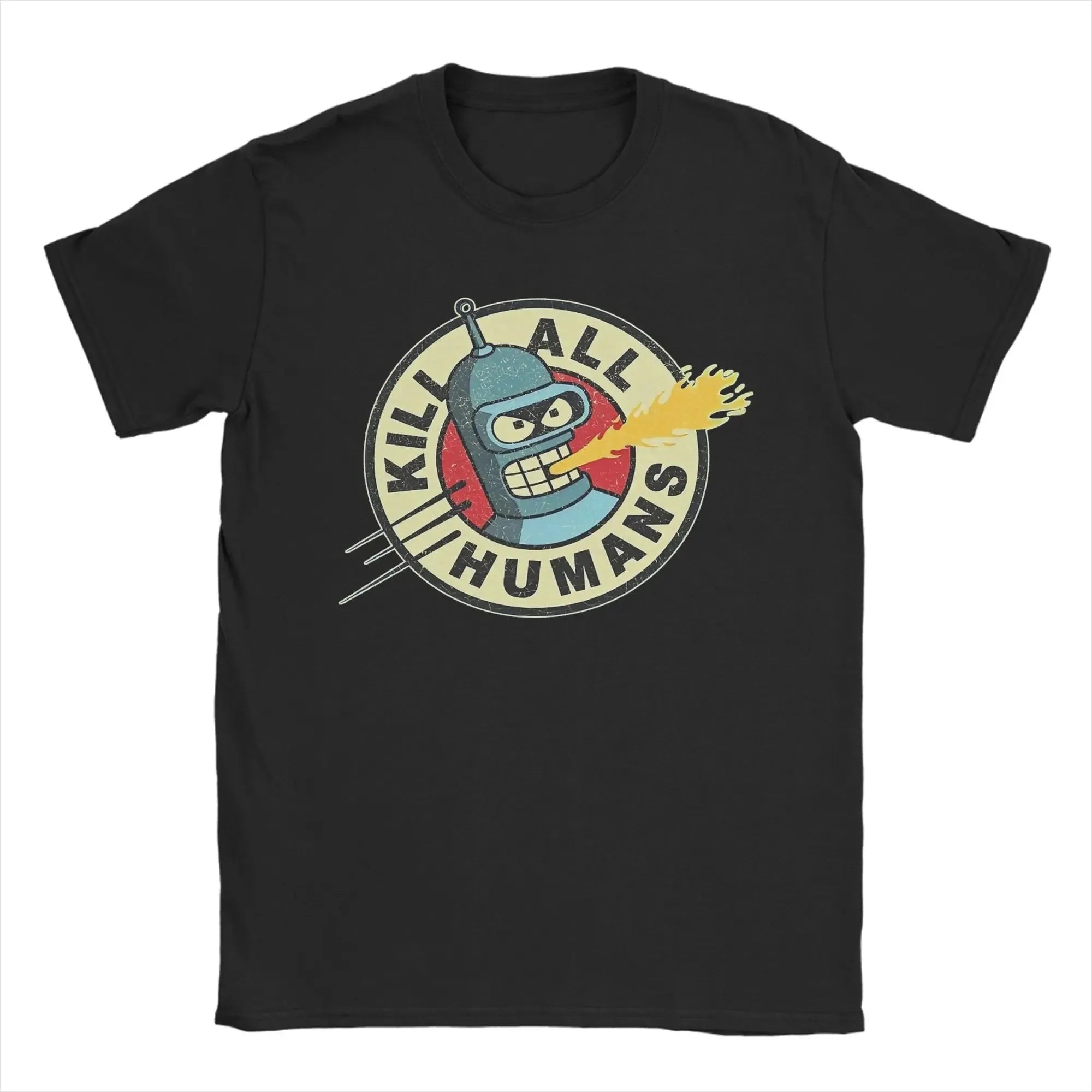 Hot Sale Futurama Bender Robot Peripherals Kill All Humans Funny Graphic Print T-shirt Men Women Cotton Oversized Summer New Tee