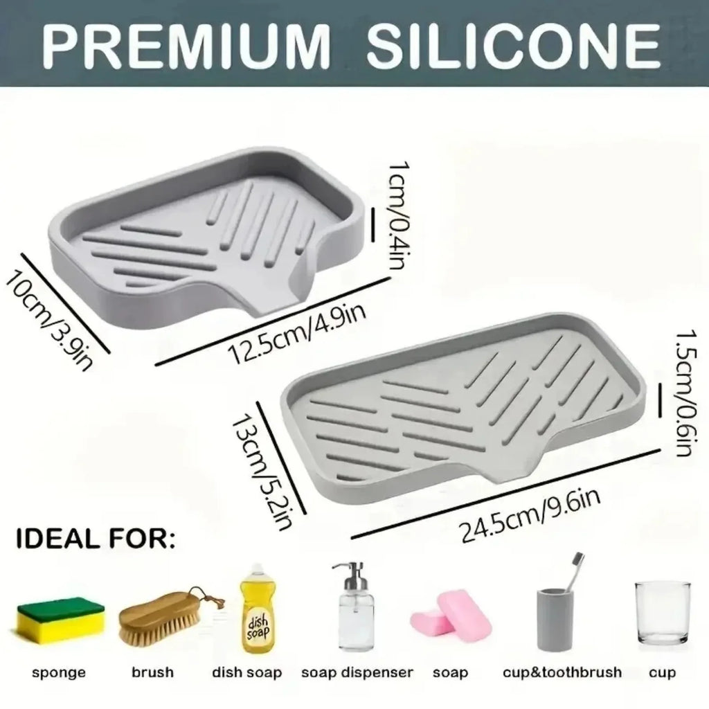 1-Pack Silicone Drain Soap Box Kitchen Bathroom Anti-slip Sink Tray Creative Washing Table Soap Tray Free Punch Drain Rack