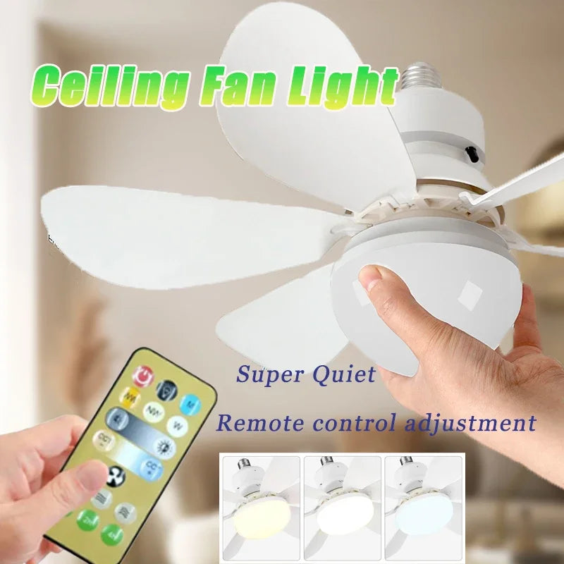 Ventilateur de Plafond LED avec Télécommande, Petit Ventilateur de Plafond avec Lumière, Ventilateur sans Fil pour Cuisine Chambre Petite Pièce