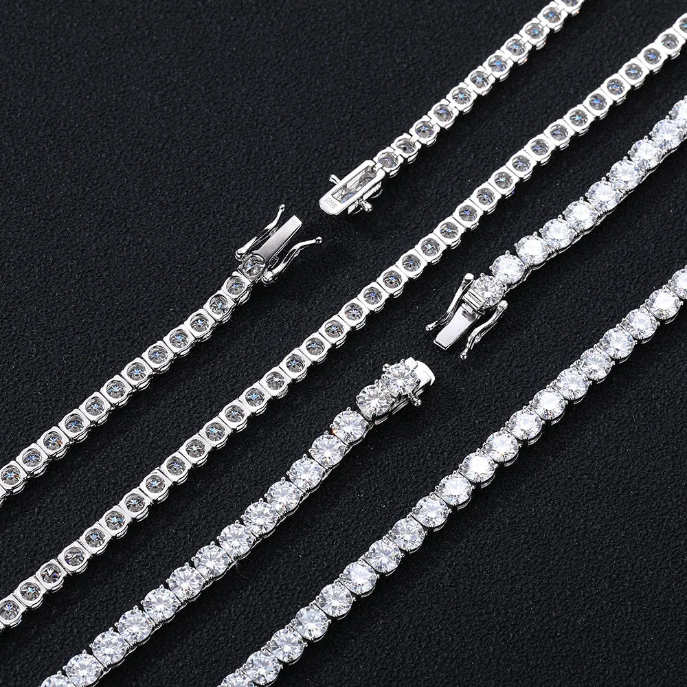 D VVS1 Moissanite Tennis Necklace 2/3/4/5mm for Women Exquisite 925 Sterling Silver Jewelry Simulated Diamond Necklaces Gifts