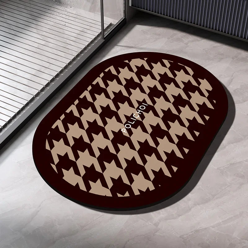 VIKAMA Premium Diatomaceous Earth Bathroom Mat Absorbent Quick-Dry Foot Mat Bathroom Shower Area Anti-Slip Rug Home Decor