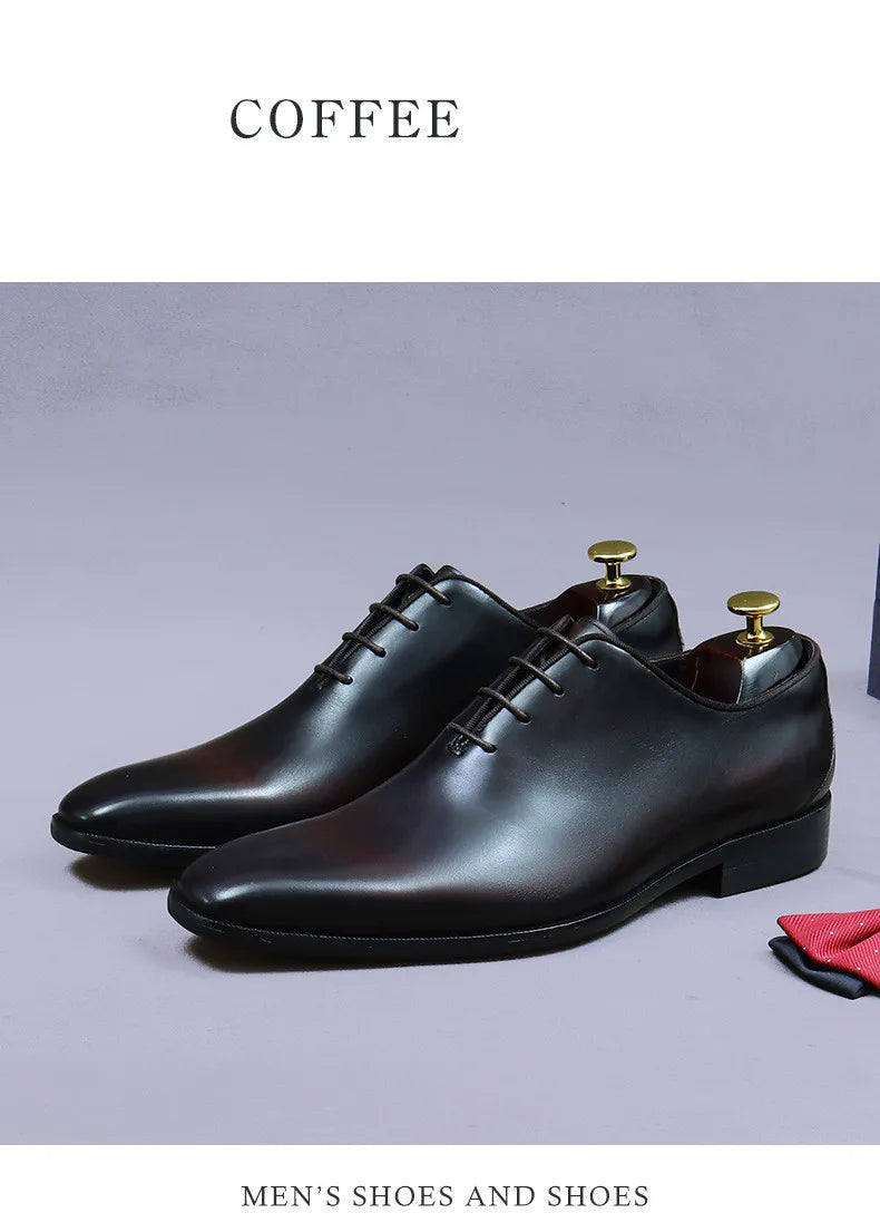 Whole Cut Men's Oxford Shoes Genuine Leather Handmade Quality Comfortable Elegant Black Wedding Social Formal Shoes Man
