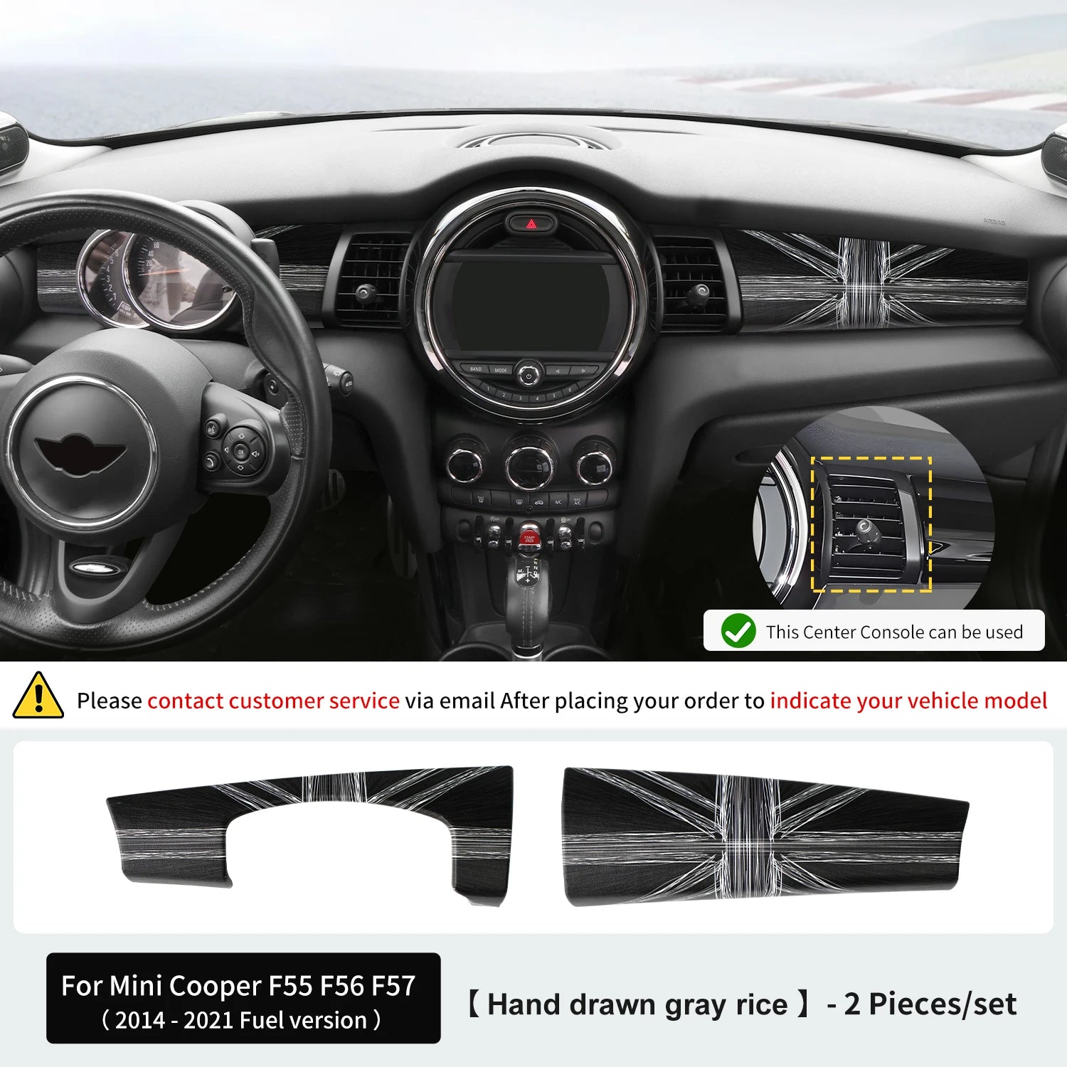 Car Dashboard Decorative Shell ABS Leather For Mini Cooper F55 F56 F57 2014-2021 Center Console Decorative Shell Car Accessories