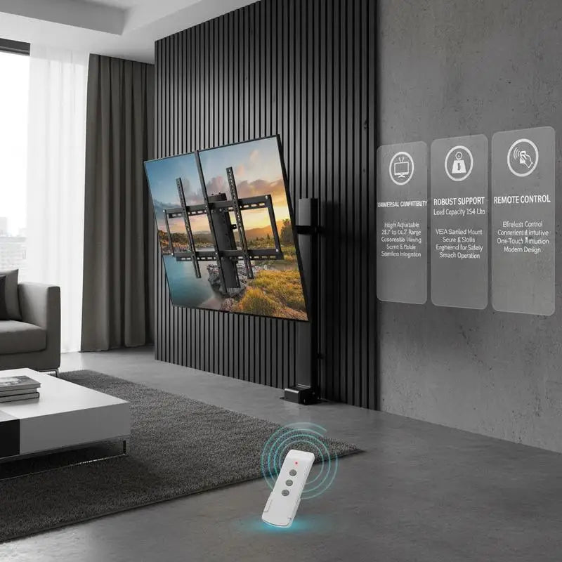 TV Raising Stand 35" Stroke for Home Theater Office Conference Room, Remote Control Height Adjustable 28.7-64.2" Fit 32-65" Screen Load Capacity 154 Lbs