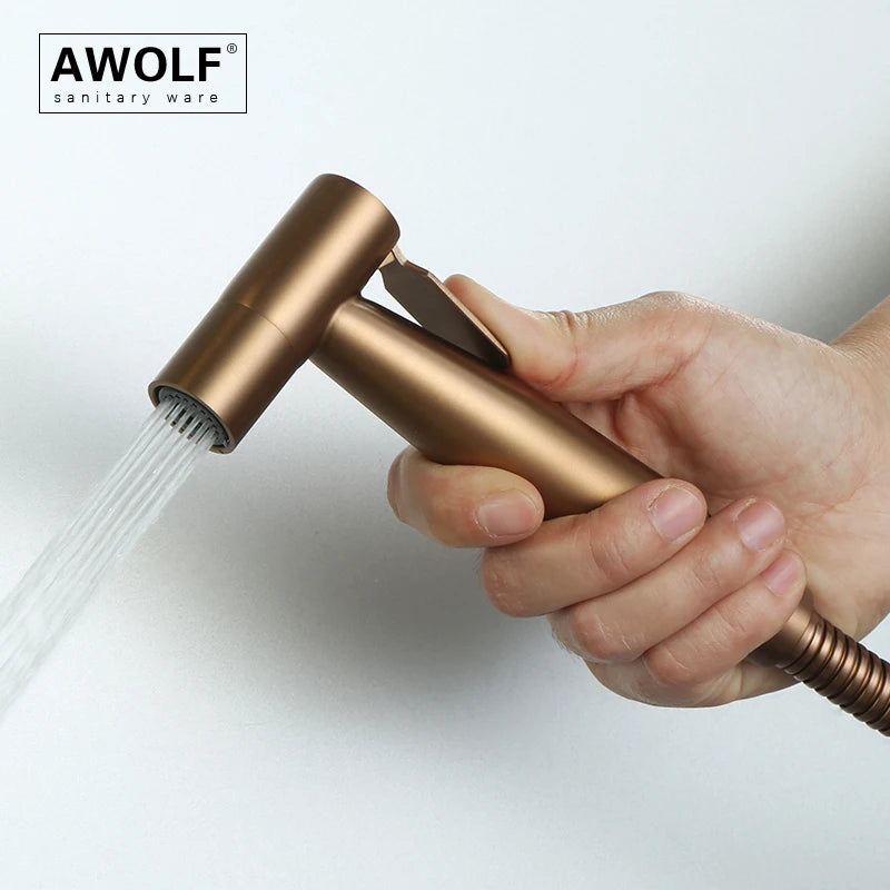 Handheld Toilet Bidet Sprayer Head Brushed Rose Gold Stainless Steel Bathroom Shattaf System Douche Kit AP2354