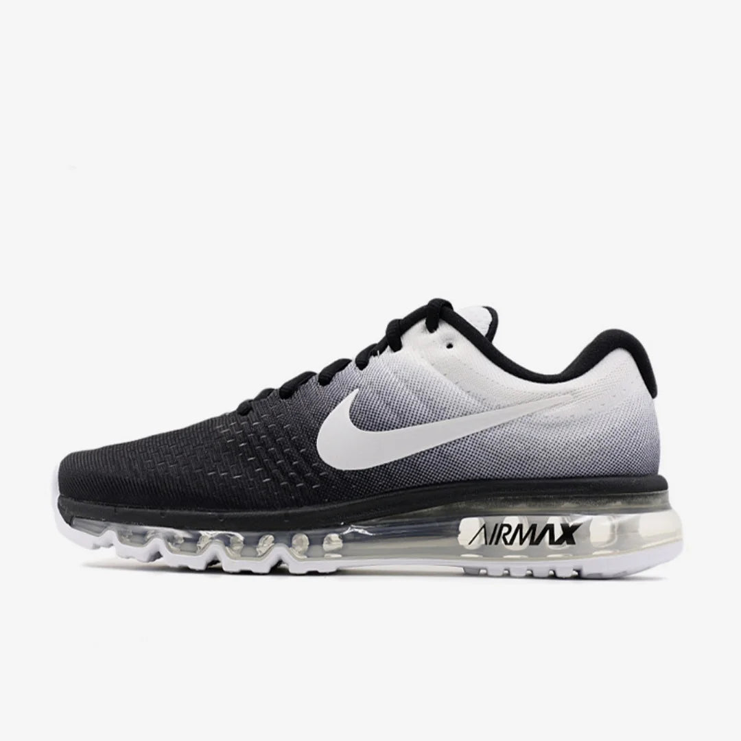 Nike's New Visual Full-Length Air Cushion Comfortable Shock-Absorbing Fitness Daily Men's Running Shoes Air Max Series Lightweight Durable Wear-Resistant Casual Shoes Black and White Gradient Color Trendy Versatile Sneakers a