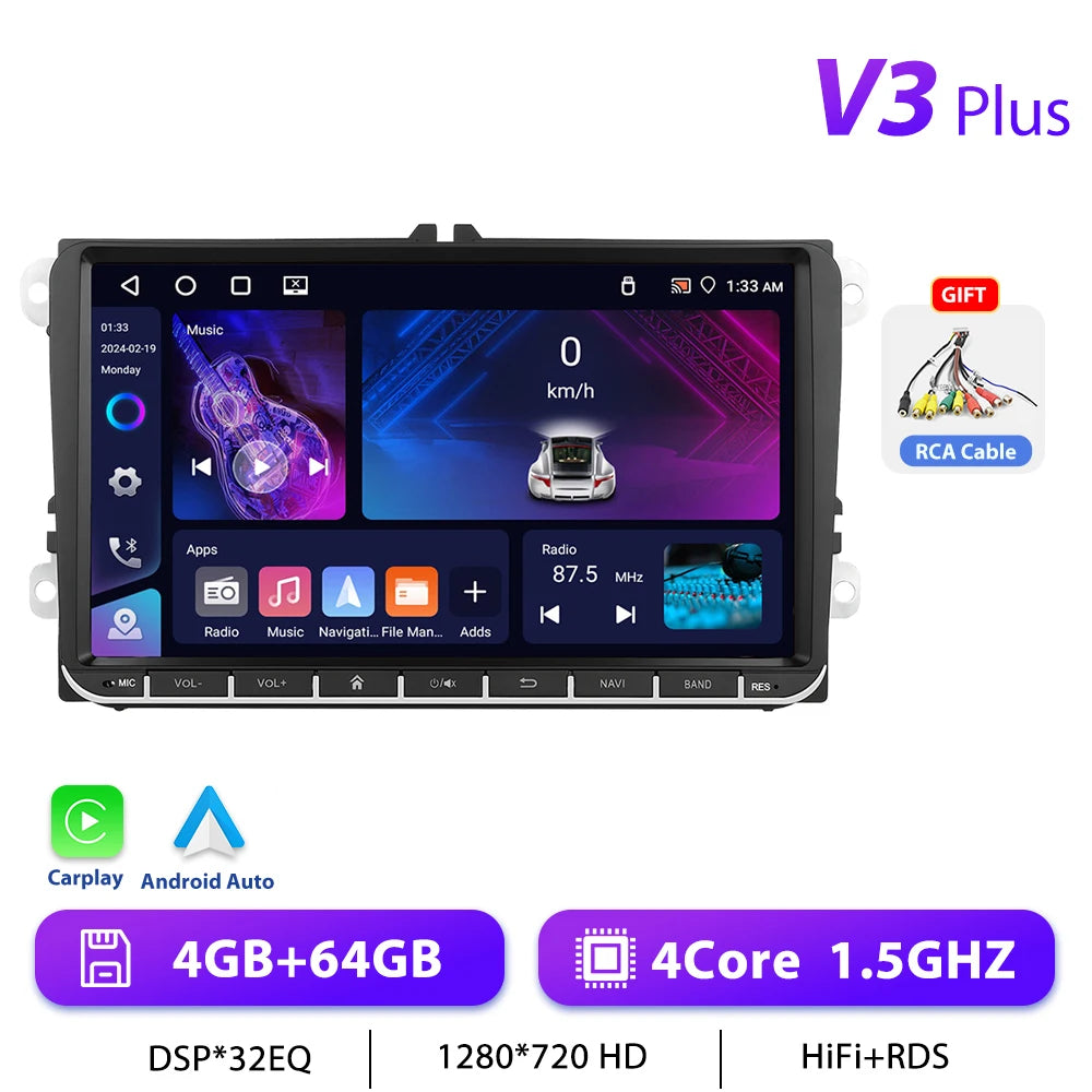 Podofo 7 "9" CarPlay Android Car Radio For Volkswagen VW Golf Passat JETTA Skoda SEAT Car Intelligent System 2din GPS Car Radio