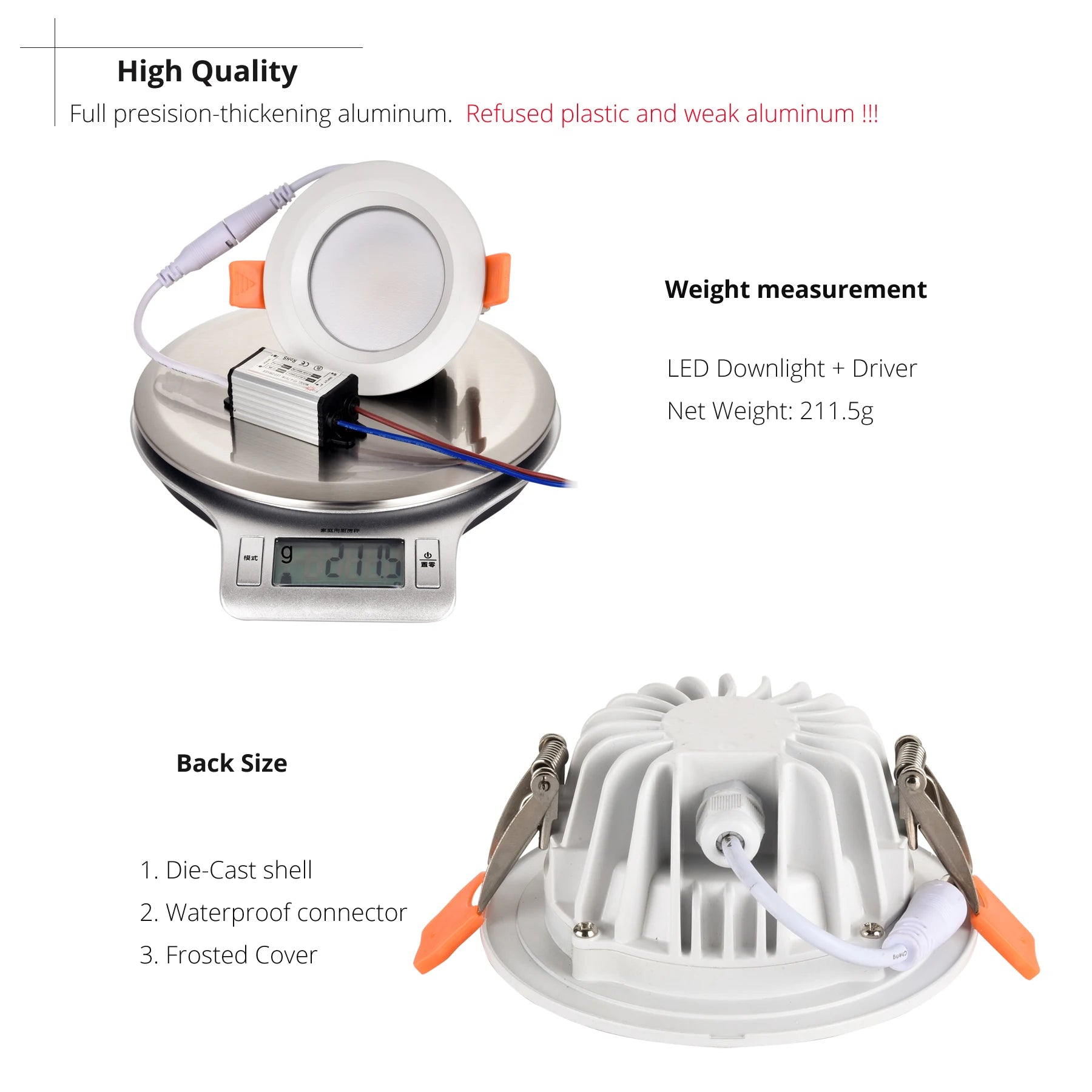 Spot LED IP65 étanche, résistant au feu, downlight 5W 7W 9W 12W 15W pour sauna, hammam, cuisine, salle de bain, avant-toit