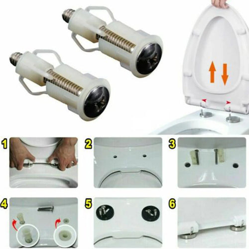 2pcs Vis de Fixation de Siège de Toilettes par le Dessus, Écrou Couvercle de Charnière, Fixation de Cuvette WC, Kits de Montage pour Trou Aveugle, Vis de Rechange pour Siège de Toilettes, Pièce de Salle de Bain