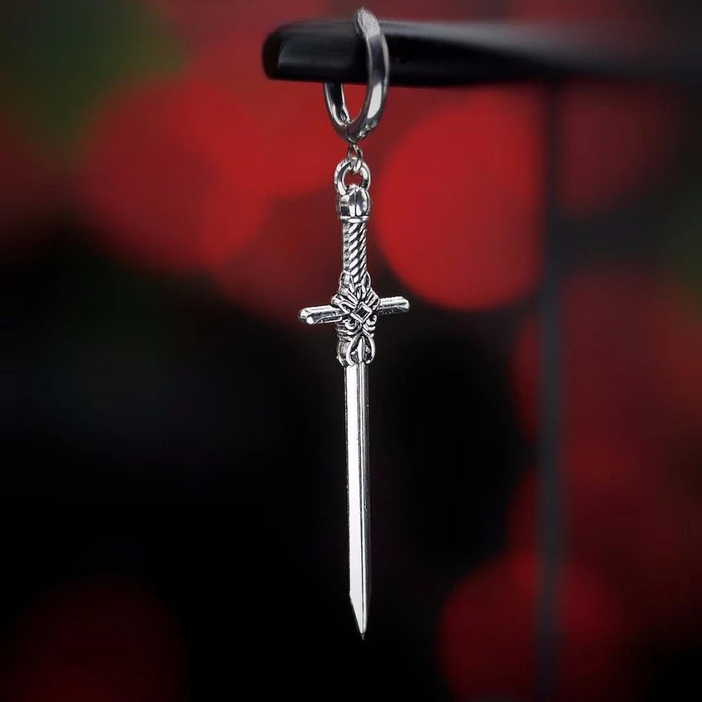 Personality Design Punk Goth Style Sword Drop Dangle Earrings for Men New Trend Hip Hop Rock Party Jewelry Y2K Accessories