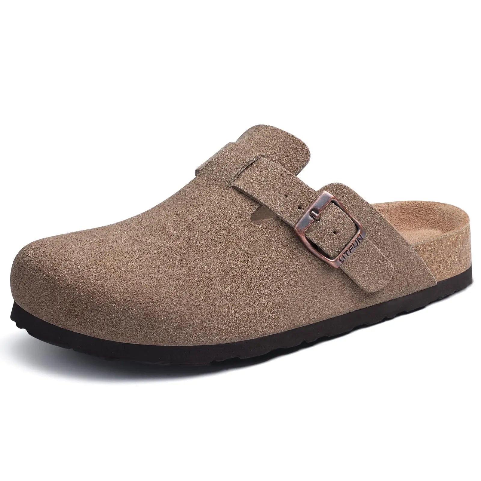 Asgard Women's Genuine Leather Clogs Soft Cork Footbed Cow Suede Mules With Adjustable Strap Fashion Comfort Slip on Slippers
