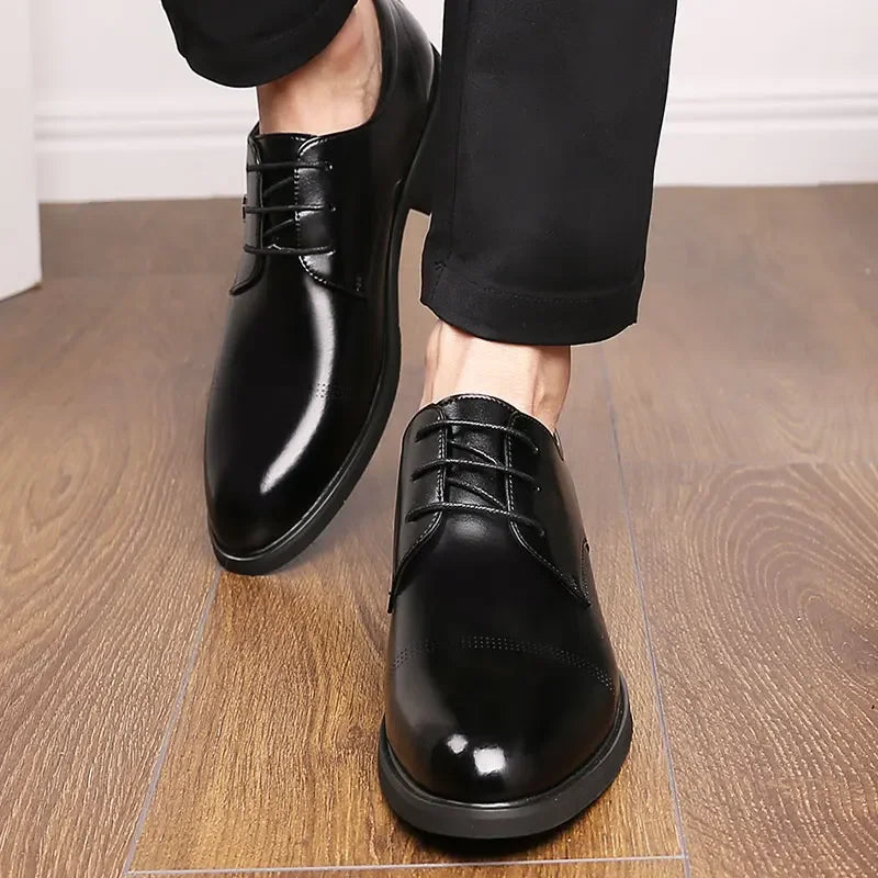 2025 Formal Height Increasing Shoes Man Taller Elevator 6CM Invisible Insole For Men Heighten Increased Oxfords Business Lift