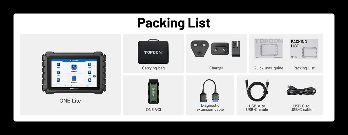 TOPDON ONE LITE Automotive OBD2 Scanner Full Systems Car Diagnostic Tool 50 Reset CANFD DOIP ECU CODING Active Test FCA SGW VAG