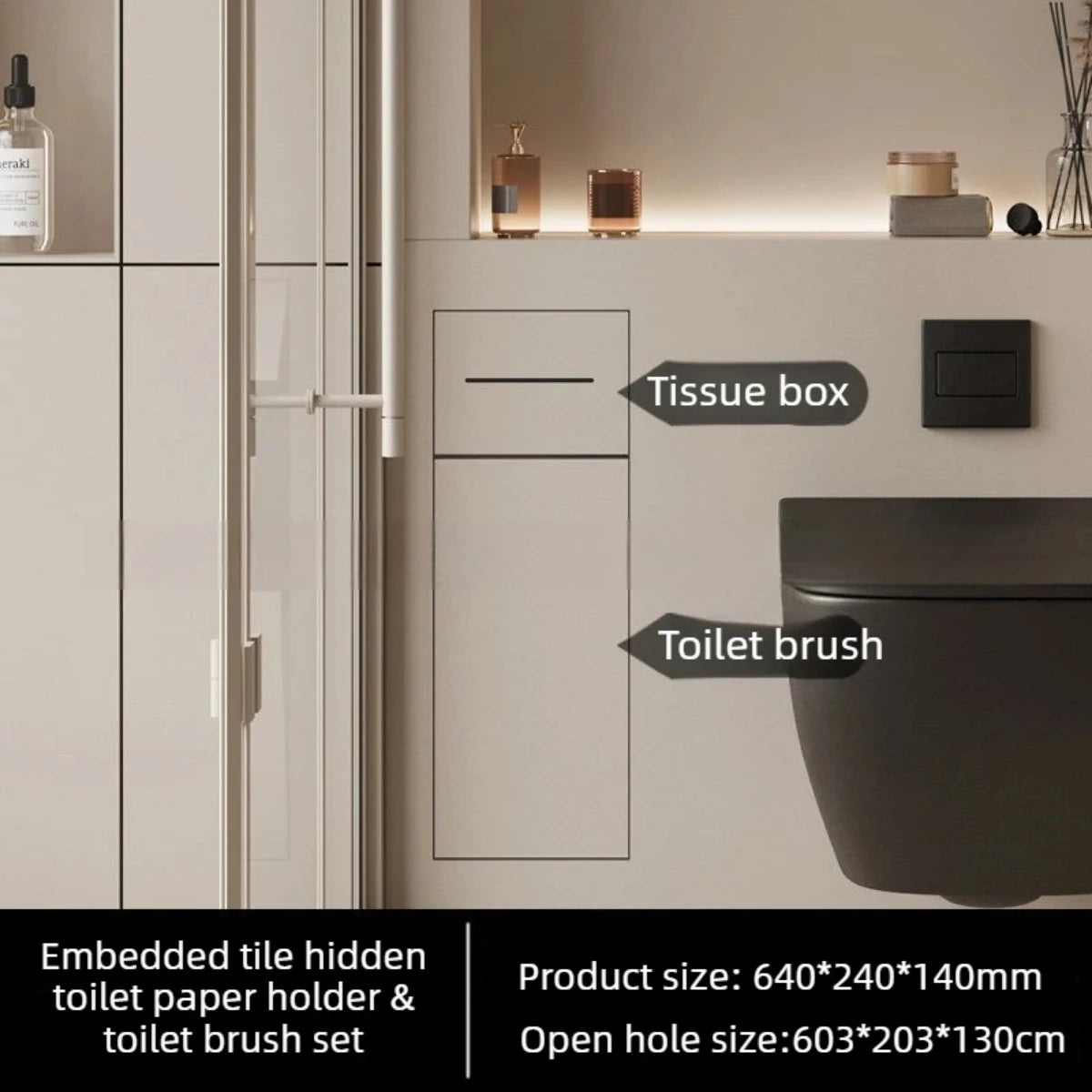 304 Stainless Steel Concealed Toilet Niche Concealed Garbage Bin with Hidden Trash Can Tissue Box Embedded Design