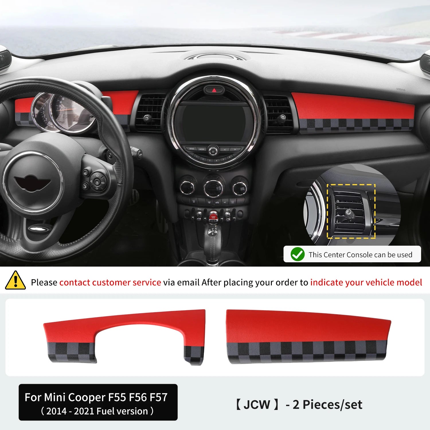 Car Dashboard Decorative Shell ABS Leather For Mini Cooper F55 F56 F57 2014-2021 Center Console Decorative Shell Car Accessories