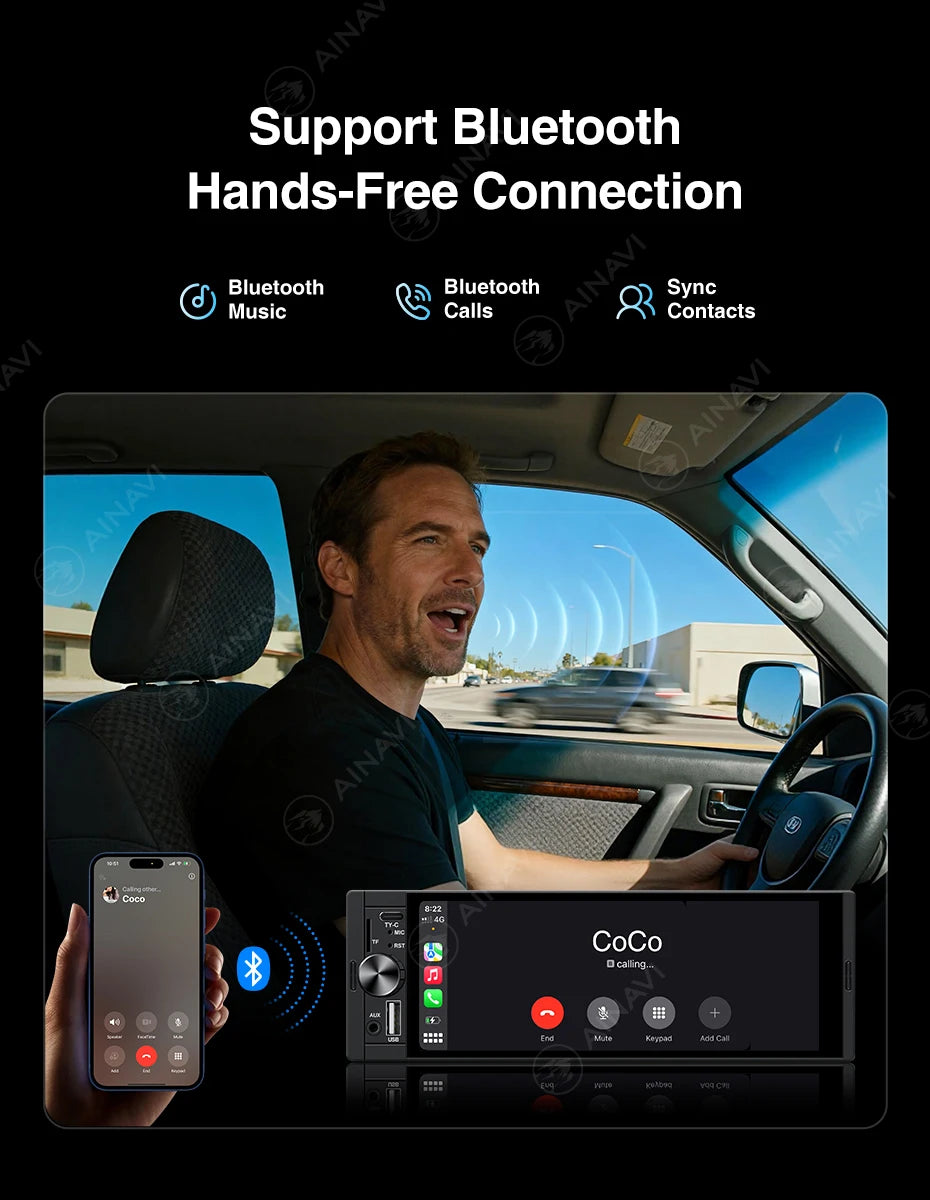 AINAVI K40 K50 Universal Car Radio 1 Din Carplay Wireless Android Auto Car Multimedia MP5 HD IPS Touch Screen USB TYPE-C BT 5.0