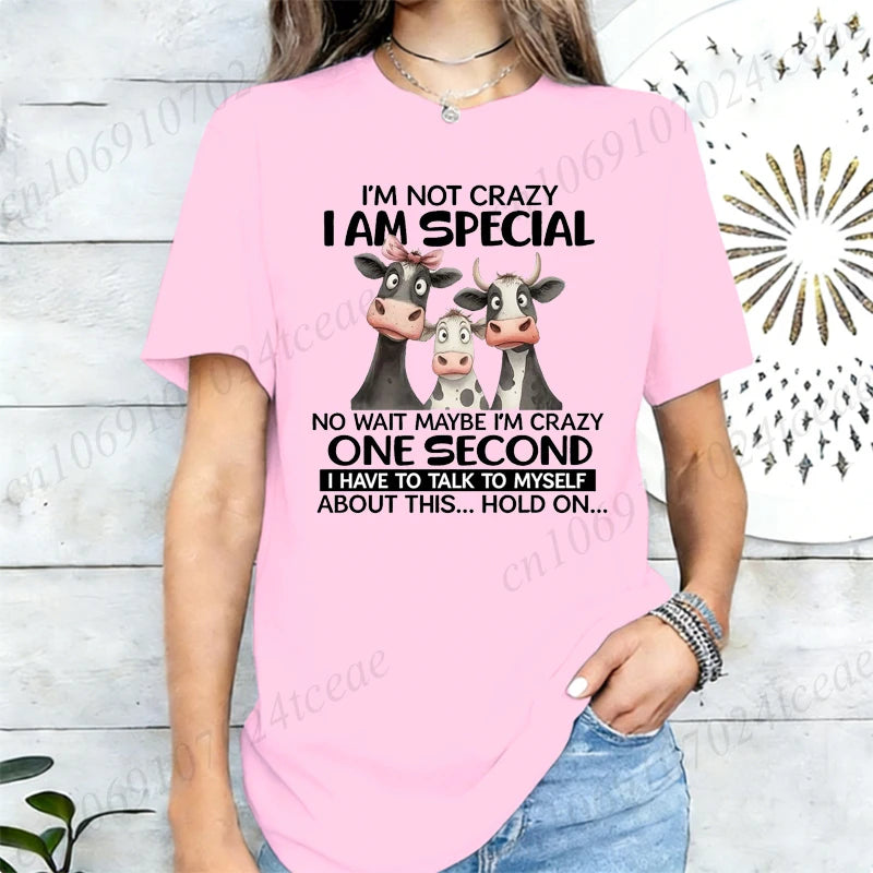 T-shirt Femme "I'm Not Crazy I'm Special" Vêtement Vintage Hip Hop Streetwear Manches Courtes Col Rond T-shirt Décontracté