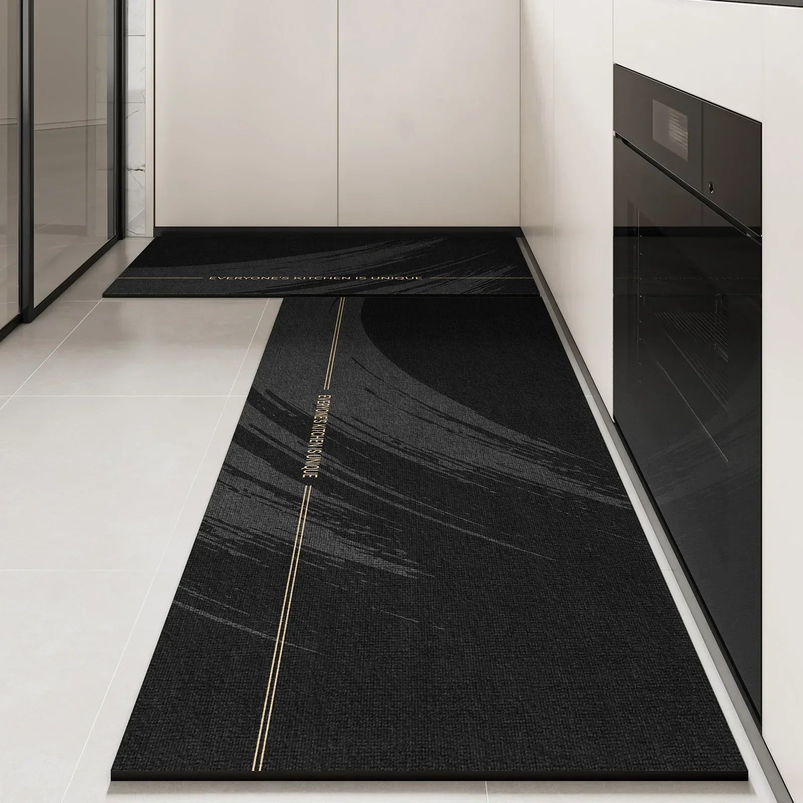 Kitchen Rug Pvc Waterproof Leather Carpet Black Long Floor Mat Non-slip Oil-proof Home Decoration Rugs Alfombras De Cocina