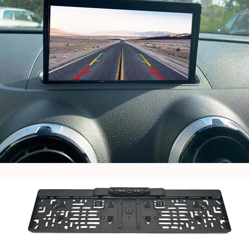 HD Car Rear View Camera EU License Plate Frame Reverse Camera Wide Angle Waterproof Night Vision Fits for Parking Monitor GPS