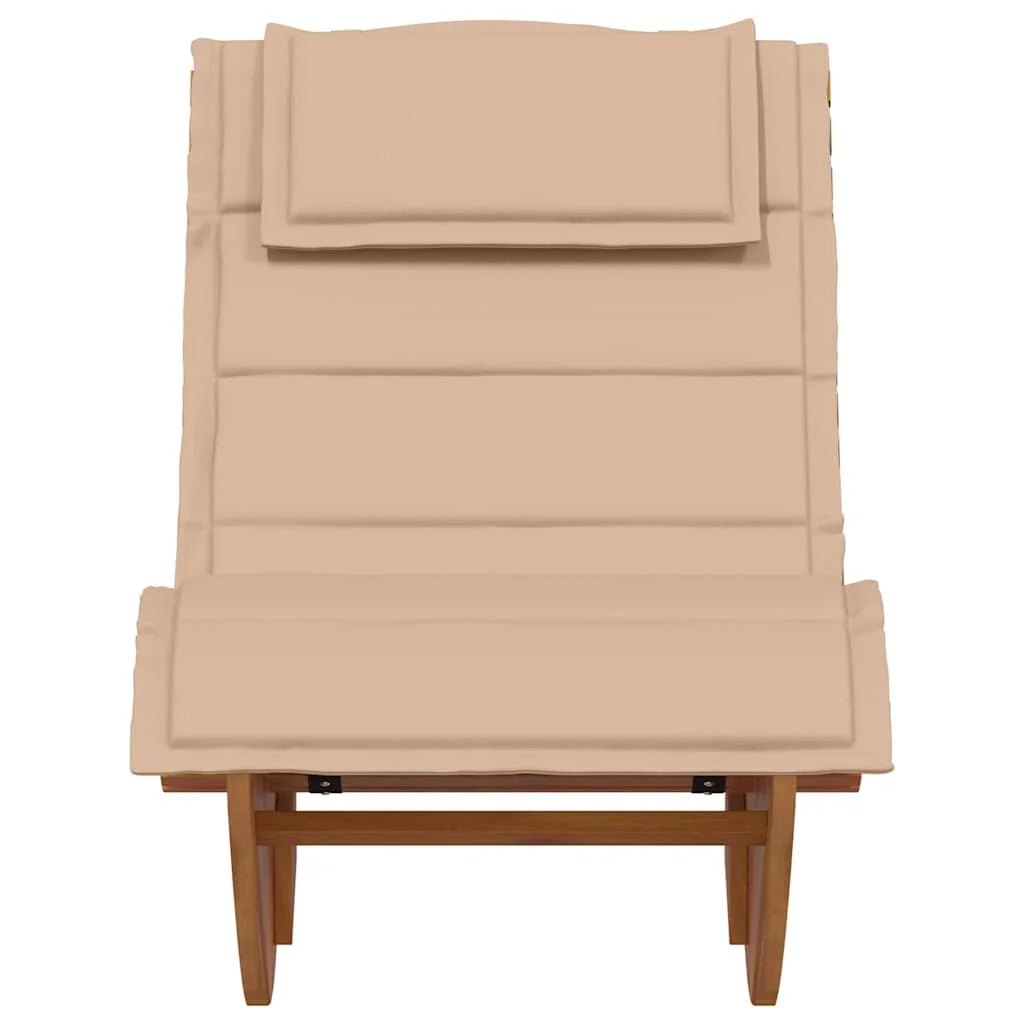 Rocking Loungers with Cushions Set of 2 Solid Acacia Wood Outdoor Chaise Lounge Chairs Patio Garden