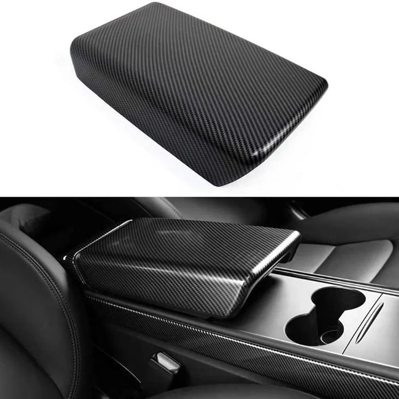 for Tesla Model Y 3 2023 ABS Carbon Fiber Center Console Wrap Cover Kit Dashboard Armrest Door Side Trim Sticker Accessories