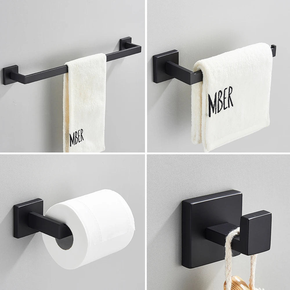 Ensemble d'accessoires de salle de bain en or brossé, barre porte-serviettes murale, porte-papier toilette et crochet en acier inoxydable, support de salle de bain.