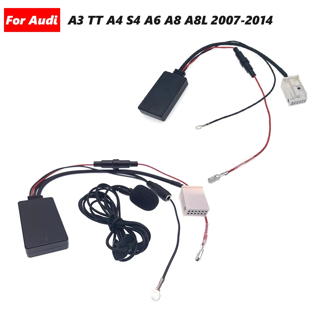 Module Bluetooth de voiture d'entrée audio sans fil 12 broches Adaptateur de câble Aux pour Audi A3 TT A4 S4 A6 A8 A8L 2007-2014 CD six disques