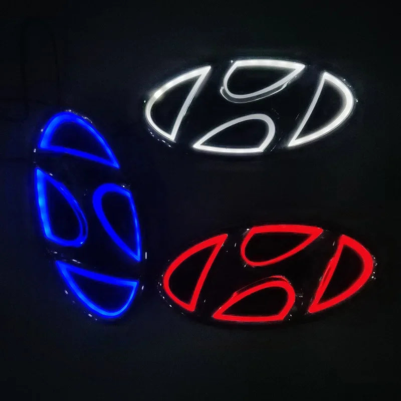 Car 5D LED Front Rear Light Emblem Sticker For Hyundai Genesis N-LINE I10 I20 I30 I40 IX20 IX35 Kona Getz Veloster Tucson Elantr
