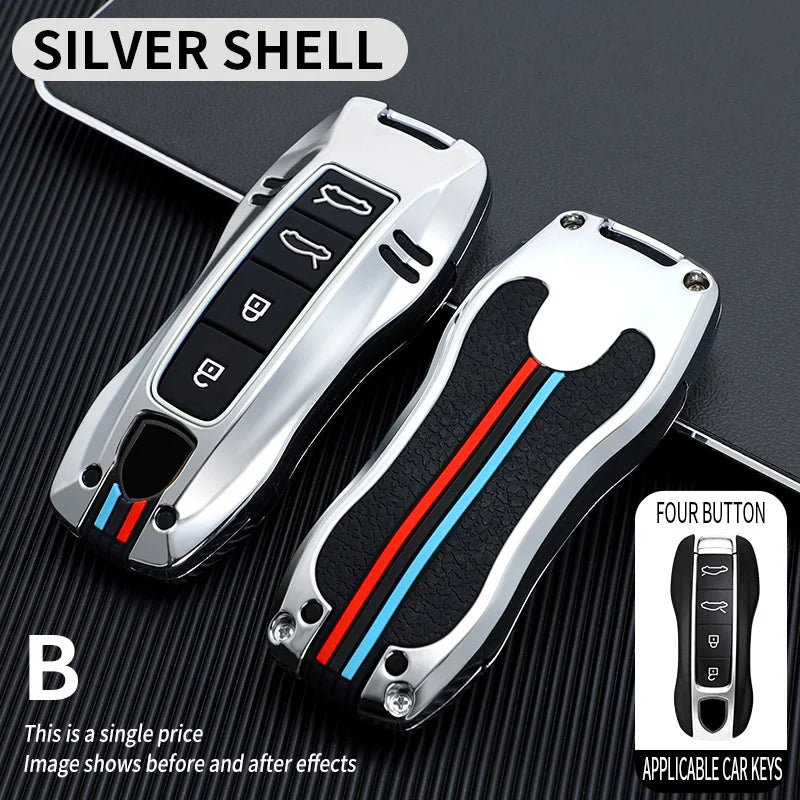 Zinc Alloy Car Smart Key Case Cover Shell Fob for Porsche New Cayenne Panamera 911 992 Taycan Car Protect Interior Accessories