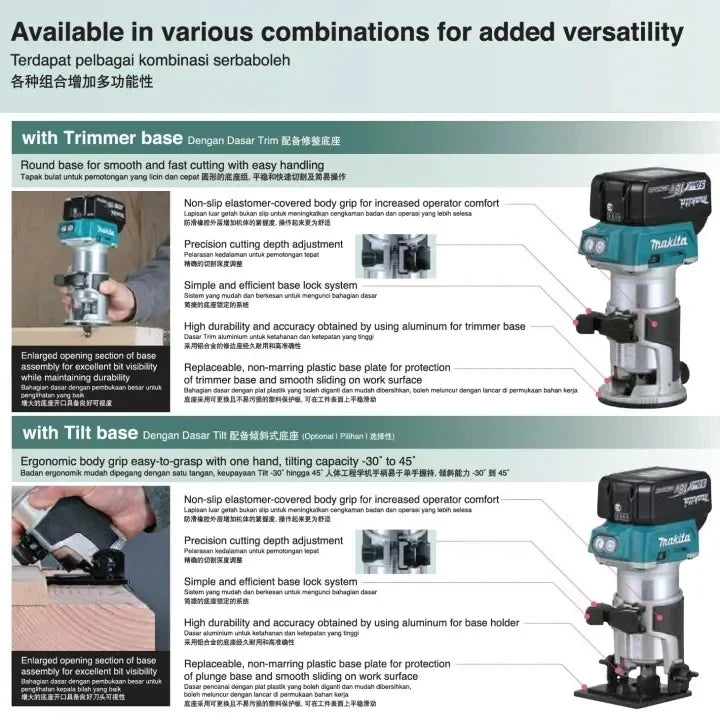 Fit Makita DRT50 Cordless Trimmer Rechargeable Trimming Machine Brushless Slotting Tool Milling Woodwork Engraving Machine