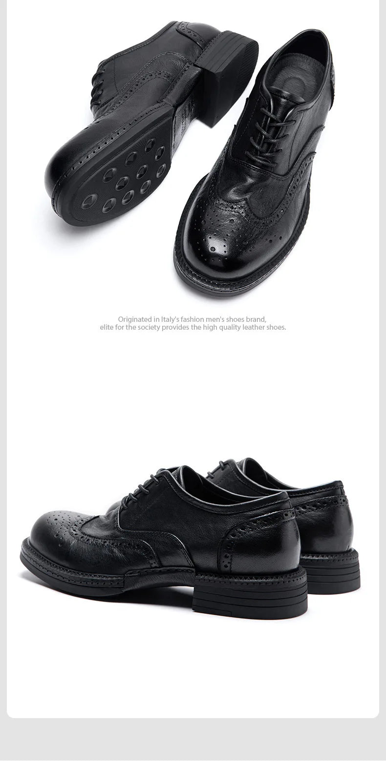 Soft Leather Mens Wedding Brogues Shoes Luxury Genuine Leather Spring Designer Handmade Quality Autumn Formal Social Shoes Man