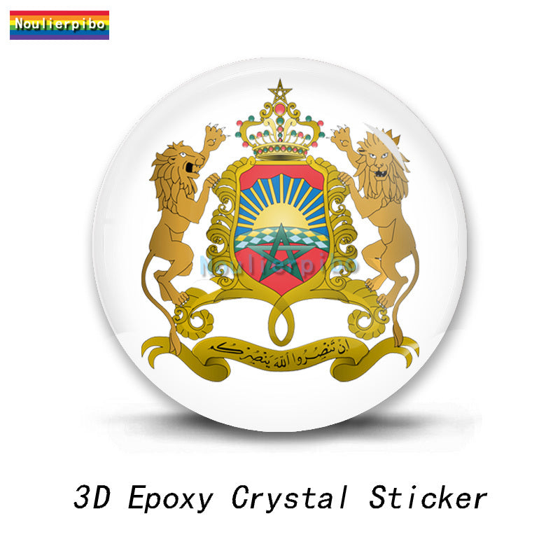 Morocco 3D Creative Sticker Moroccan Air Force Logo Epoxy Dome Vinyl Waterproof Decal Car Motorcycle Helmet Laptop Phone Sticker