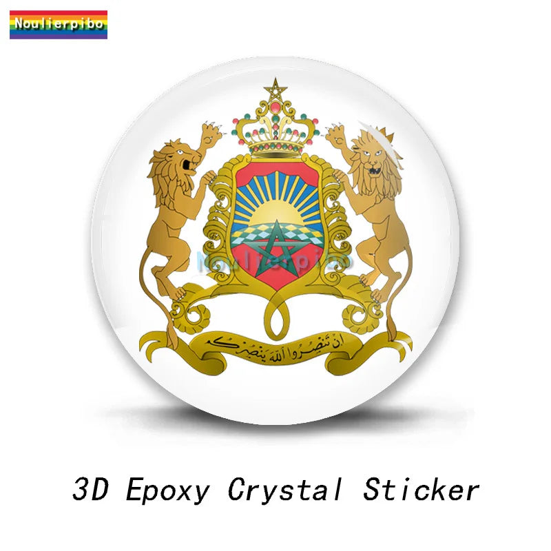 Morocco 3D Creative Sticker Moroccan Air Force Logo Epoxy Dome Vinyl Waterproof Decal Car Motorcycle Helmet Laptop Phone Sticker