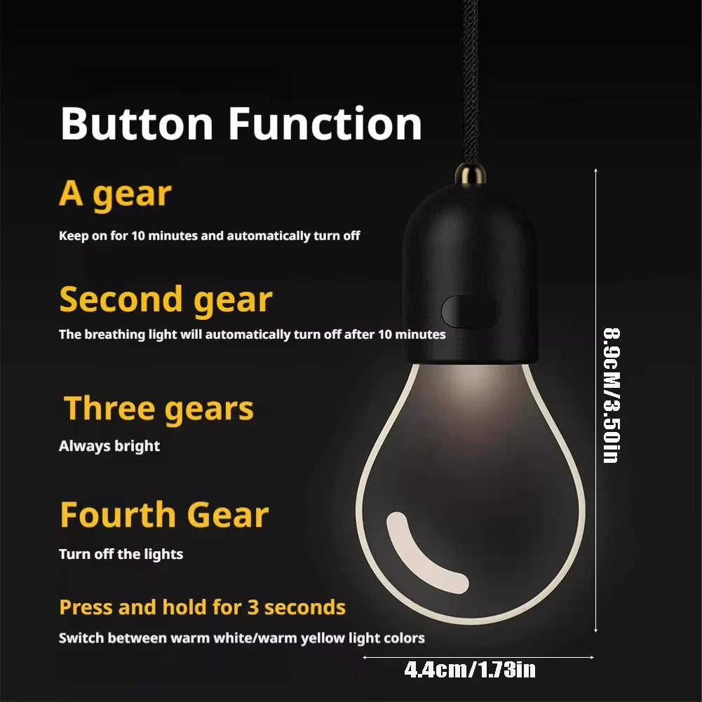 Retro Small Bulb LED Car Hanging Ornament Interior Ambient Lighting 2 Light Modes For Long Trips Daily Use Auto Decor Accessory