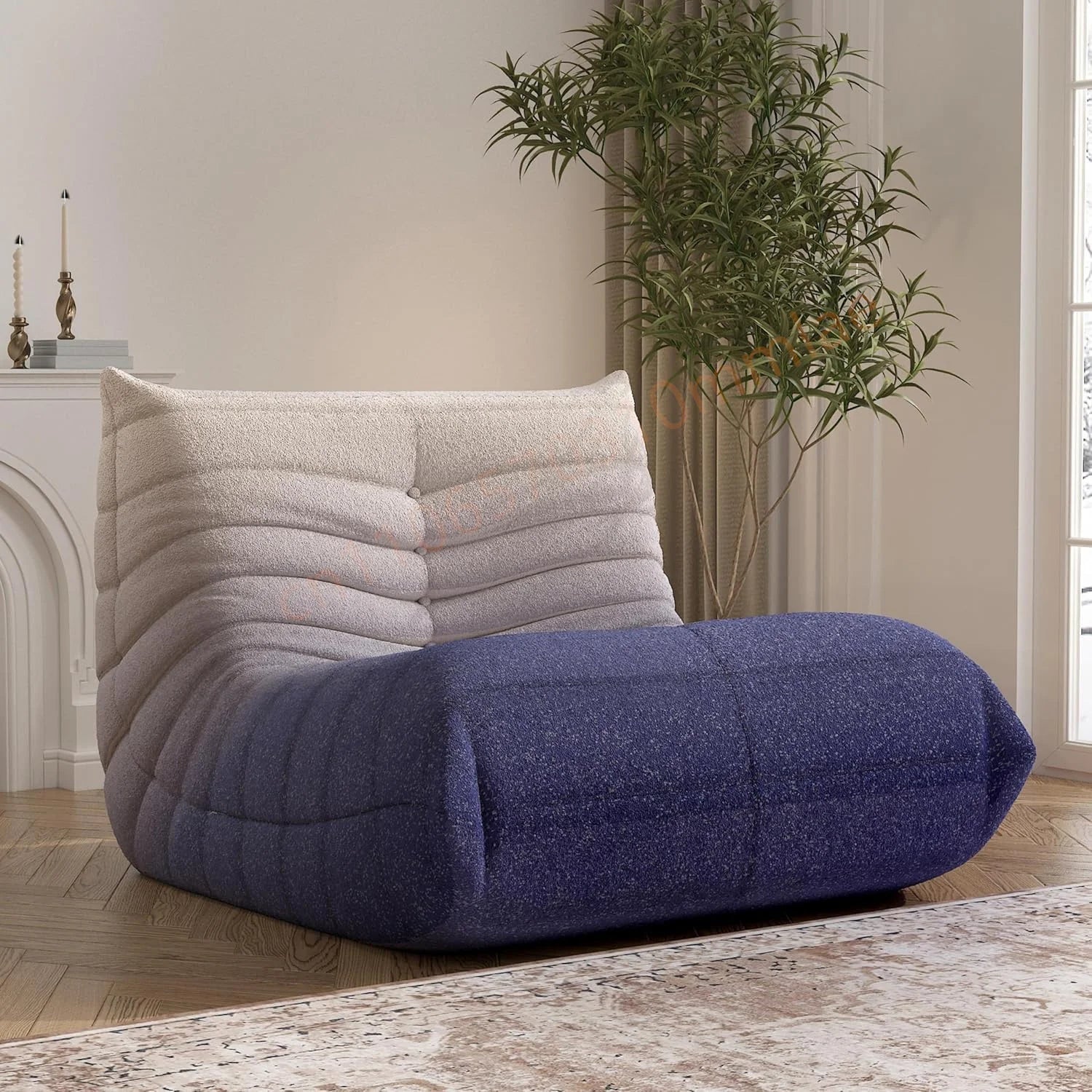 DIGGERA Single Lazy Sofas Chair Togo Sofa Couch Memory Foam Bean Bag Chair For Living Room Bedroom Fireside Chairs