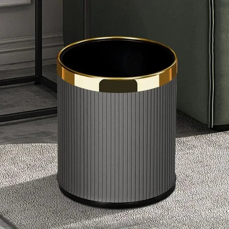Luxury Golden Dustbin Morden Trash Can Odor Proof Waste Bucket Hotel Cleaning Tools for Home Kitchen Bathroom Living Room