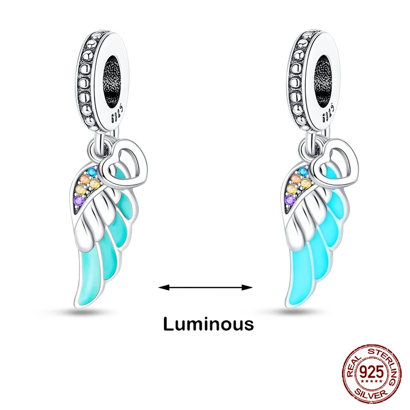 Hot Sale 925 Silver Glow in the dark Firefly Honeybee Star Charms Beads Fit Qikaola 925 Original Bracelets Fine DIY Jewelry Gift